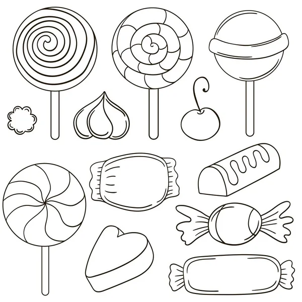 Monochrome Set Vector Illustrations Hand Draw Style Collection Icons Stickers — Stock Vector