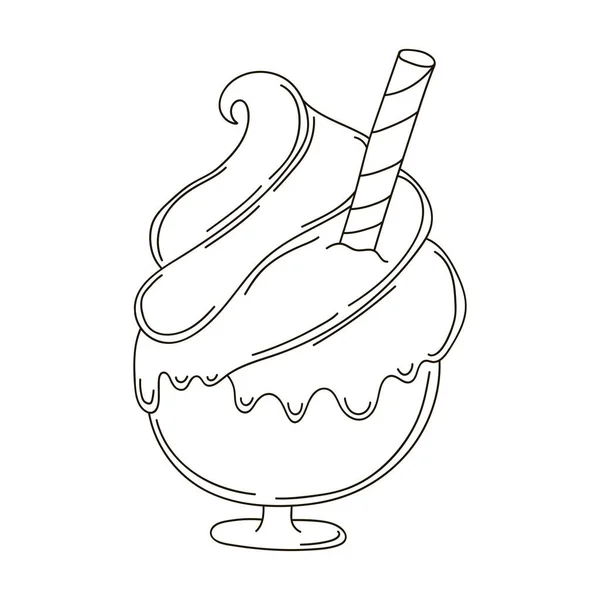 あなたのデザインのためのグラフィック要素を着色 手描き風のイラスト ガラスの花瓶にアイスクリーム アイコン ステッカー サイン — ストックベクタ