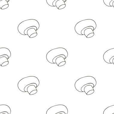 Orman mantarlarıyla kusursuz desen. Elde çizim stili. Sonbahar dürtüleri. Şampiyon. Kumaş için kullanılabilir.