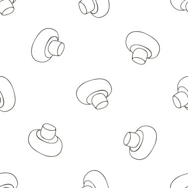 Orman mantarlarıyla kusursuz desen. Elde çizim stili. Şampiyon. Sonbahar dürtüleri. Kumaş için kullanılabilir.