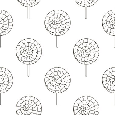 Şekerle renklendirme deseni. Şekerler. Gökkuşağı lolipopları kusursuz desen. Kumaş tasarımı için yazdır