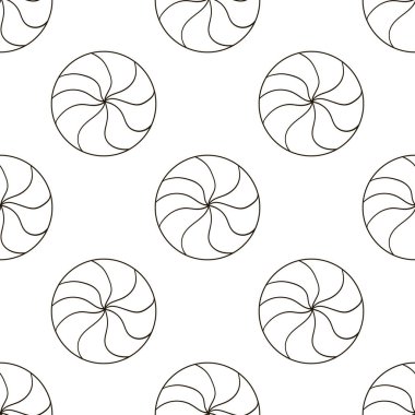 Şekerle renklendirme deseni. Şekerler. Yuvarlak mor lolipoplar kusursuz desen. Kumaş tasarımı, tekstil, kumaş baskısı