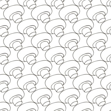 Orman mantarlarıyla kusursuz desen. Elde çizim stili. Şampiyon. Sonbahar