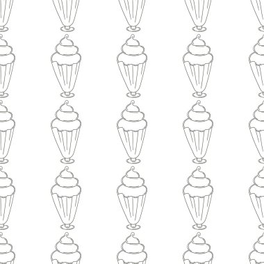 Dondurma izi yok. Yaz. Tatlı soğuk bir tatlıyla renklendirme deseni. Tasarım için yazdır