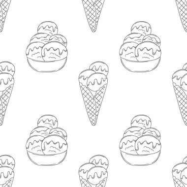 Yaz. Dondurma vazolarda pürüzsüz. Soğuk tatlıyla boyama kalıbı. Kumaş tasarımı, tekstil, kumaş baskısı