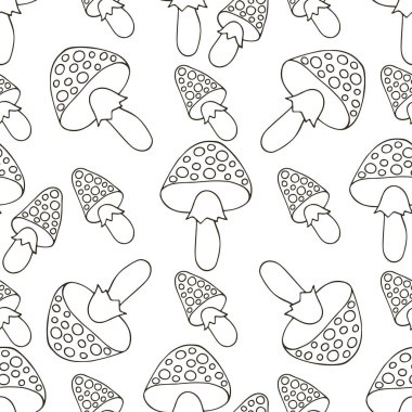 Mutfak, restoran ya da dükkan için kusursuz desen. Elde çizim stili. Amanitalar. Kumaş için kullanılabilir.