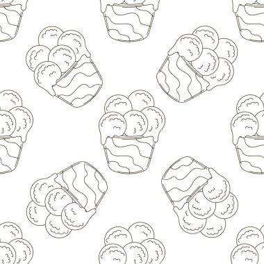 Dondurma toplarını boyamak. Dondurma izi yok. Güzel bir yaz şablonu. Kumaş tasarımı için baskı, tekstil