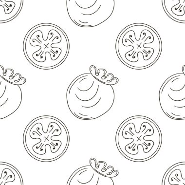 Tropikal meyveli tek renkli desen. Fayjoa. Elde çizim stili. Kumaş ve benzeri şeyler için kullanılabilir.