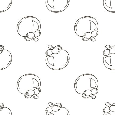 Tek renkli desen. Elde çizim stili. Mangosteen