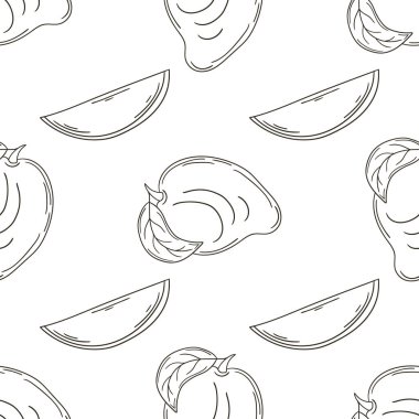 Mutfak, restoran ya da dükkan için tek renk desen. Mango. Elle çizim biçimi