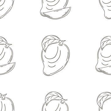 Mutfak, restoran ya da dükkan için tek renk desen. Mango. Elde çizim stili. Kumaş için kullanılabilir.