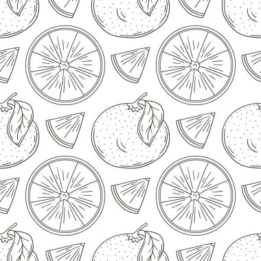 Mutfak ya da dükkan için tek renk desen. Elde çizim stili. Portakal