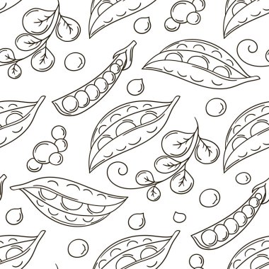 Mutfak, restoran ya da dükkan için tek renk desen. Bezelye. Elle çizim biçimi