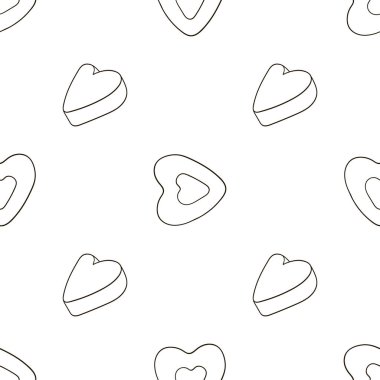 Renkli kalpler. Şekersiz şekerler. Sevgililer Günü için hoş bir desen. Kumaş tasarımı, tekstil, kumaş baskısı