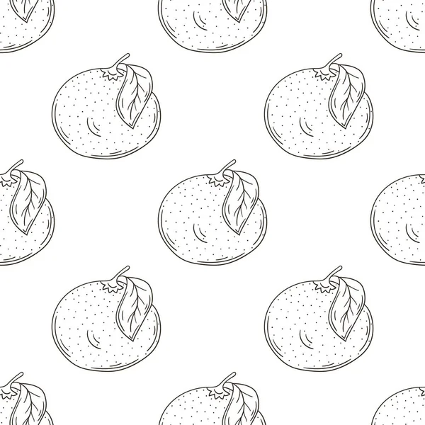 Patrón Monocromático Con Frutas Tropicales Pomelo Naranja Roja Ilustración Estilo — Vector de stock