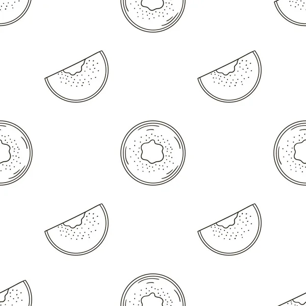 Modèle Monochrome Pour Cuisine Restaurant Boutique Kiwi Illustration Style Dessin — Image vectorielle
