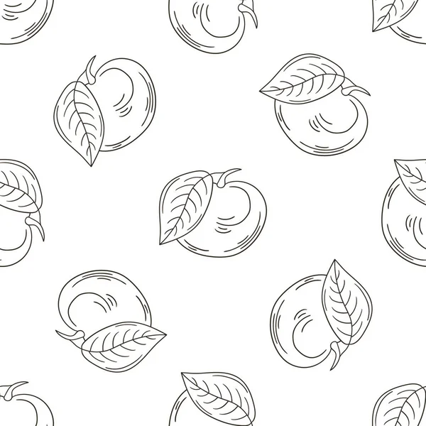 Padrão Monocromático Com Frutas Tropicais Ilustração Mão Desenhar Estilo Longan — Vetor de Stock