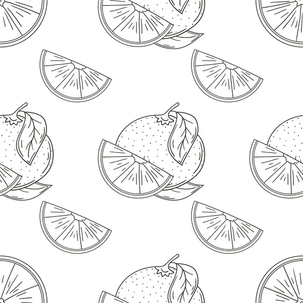 Modèle Monochrome Pour Cuisine Restaurant Boutique Des Oranges Illustration Style — Image vectorielle
