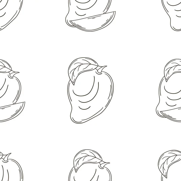 Monochrome Pattern Kitchen Restaurant Shop Mango Illustration Hand Draw Style — Stock Vector
