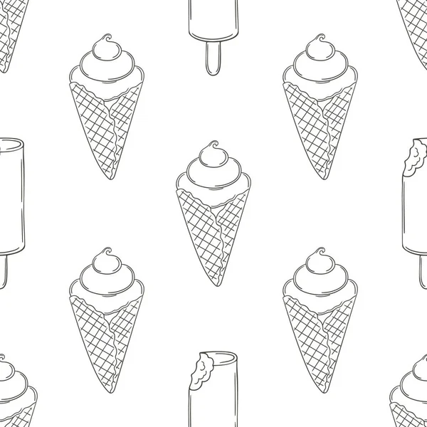 Coloriage Crème Glacée Motif Sans Couture Vacances Été Avec Popsicles — Image vectorielle