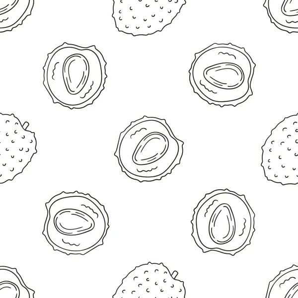 Litchi Modèle Monochrome Pour Cuisine Restaurant Boutique Illustration Style Dessin — Image vectorielle