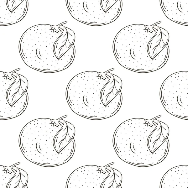 Апельсины Монохромный Узор Кухни Ресторана Магазина Иллюстрация Стиле Ручной Работы — стоковый вектор