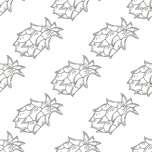 Modèle Monochrome Avec Des Fruits Tropicaux Fruits Dragon Pitaya Illustration — Image vectorielle