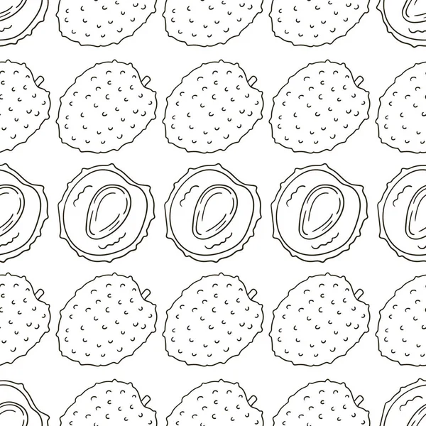 Modèle Monochrome Pour Cuisine Restaurant Boutique Litchi Illustration Style Dessin — Image vectorielle