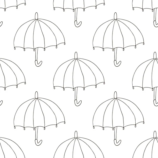 Seamless Pattern Umbrellas Bright Autumn Mood Illustration Hand Draw Style —  Vetores de Stock