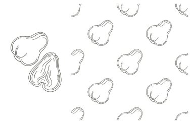 Gül elması, Chom-poo. Tropik meyvelerle renklendirme deseni. El çizimi biçiminde ayarla