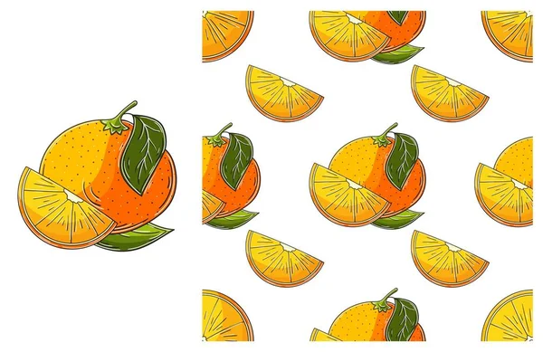 Modèle Sans Couture Pour Cuisine Restaurant Magasin Des Oranges Placé — Image vectorielle