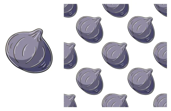 Seamless Pattern Kitchen Restaurant Shop Set Hand Draw Style Figs — Stock Vector
