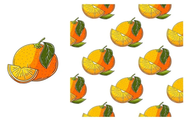 キッチン レストラン ショップのためのシームレスなパターン 手描きスタイルで設定します オレンジだ 生地に使用できます — ストックベクタ