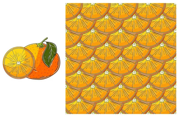 キッチン レストラン ショップのためのシームレスなパターン 手描きスタイルで設定します オレンジ — ストックベクタ
