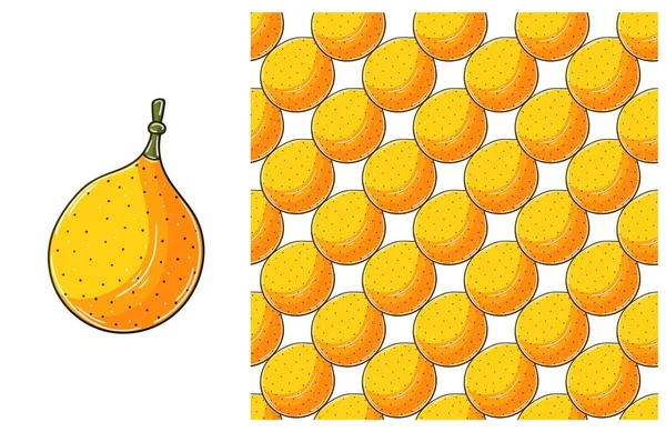 Padrão Sem Costura Com Frutas Tropicais Kumquat Definir Estilo Desenho — Vetor de Stock