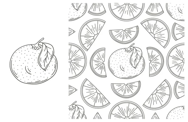 Coloriage Pour Cuisine Restaurant Boutique Des Oranges Placé Dans Style — Image vectorielle