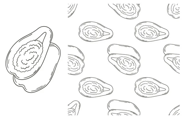 ปแบบการระบายส าหร องคร านอาหารหร านค ปาปายา นแตงโม าในสไตล การวาดด วยม — ภาพเวกเตอร์สต็อก
