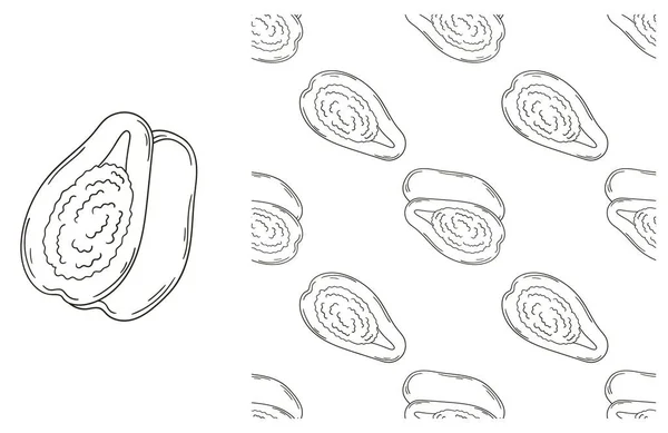 ปาปายา นแตงโม ปแบบการระบายส าหร องคร านอาหารหร านค าในสไตล การวาดด วยม — ภาพเวกเตอร์สต็อก