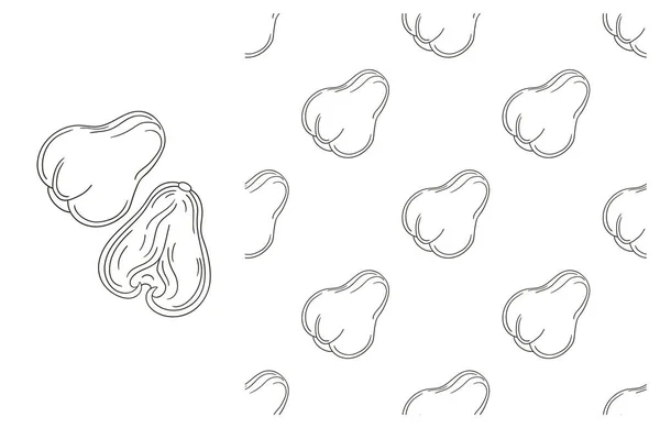 แอปเป หลาบ ชามอโป ลวดลายก บผลไม เขตร าในสไตล การวาดด วยม — ภาพเวกเตอร์สต็อก