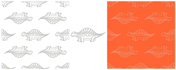Set Dinosaurios Para Colorear Patrón Sin Costura Dinosaurios Del Período — Vector de stock
