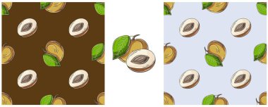 Tropikal meyveli kusursuz desen. El çizimi tarzında ayarlanmış. Longan. Renk ambalajı, ambalaj kağıdı vs.