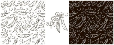 Mutfak, restoran ya da dükkan için kusursuz desen. Bezelye. Tek renk, el çizimi stili. Kumaş, ambalaj vs. için kullanılabilir