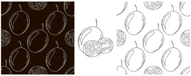 Tropikal meyveli kusursuz desen. Tamarillo. Tek renk, el çizimi stili. Kumaş ve benzeri şeyler için kullanılabilir.