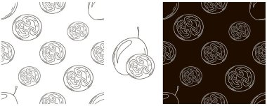 Tropikal meyveli kusursuz desen. Tamarillo. Tek renk, el çizimi stili. Kumaş için kullanılabilir.