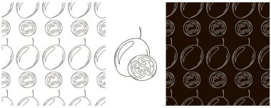 Tamarillo. Tropikal meyveli tek renkli, pürüzsüz desen. El çizimi tarzında ayarlanmış. Kumaş için kullanılabilir.