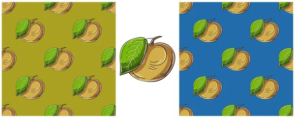 Longan Patrón Sin Costura Con Frutas Tropicales Color Set Mano — Vector de stock