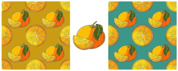 Nahtloses Muster Für Küche Restaurant Oder Geschäft Orangen Farbe Set — Stockvektor