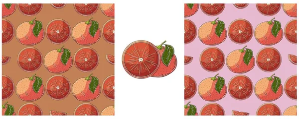 Patrón Sin Costura Con Frutas Tropicales Color Set Mano Dibujar — Vector de stock