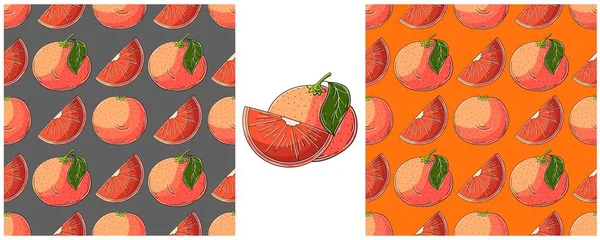 Modèle Sans Couture Avec Des Fruits Tropicaux Pamplemousse Orange Rouge — Image vectorielle