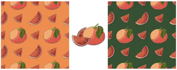 Patrón Sin Costura Con Frutas Tropicales Establecer Mano Estilo Dibujo — Vector de stock